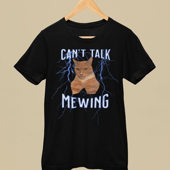 Can_t Talk I_m Mewing Funny Cat meme Shirt, Mewing Cat Tee - Picture 1 of 4